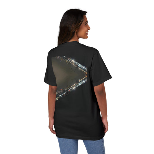 Oversized Drop Shoulder CityScape Tee | New York Collection | All Black